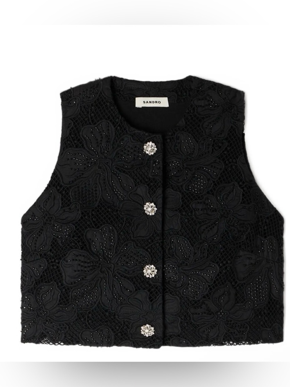 NWT Sandro Embroidered Guipure Lace Crop Top $175